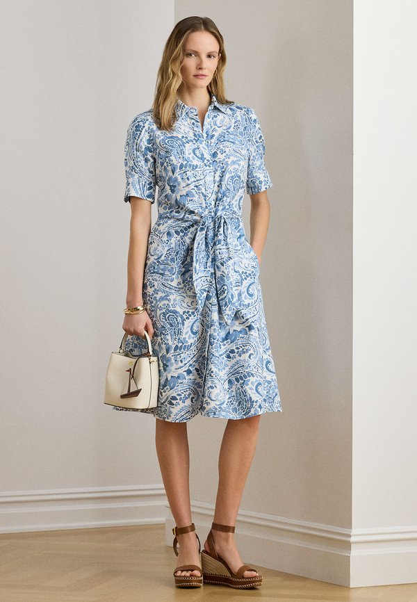 Lauren Ralph Lauren PAISLEY TIE-FRONT LINEN SHIRTDRESS