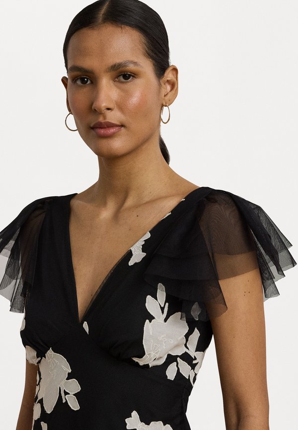 Lauren Ralph Lauren NESSA FLORAL APLQUE MESH COCKTAIL DRESS