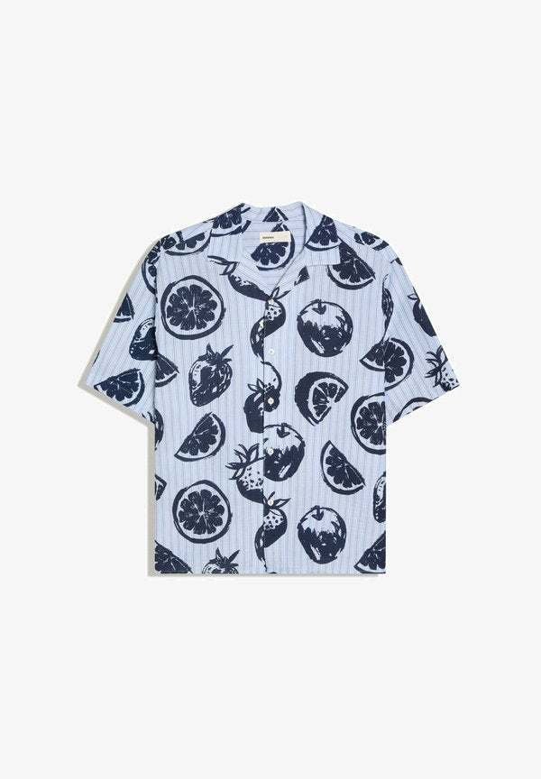 Bershka SHORT SLEEVE - PRINT SHIRT - Shirt - light blue