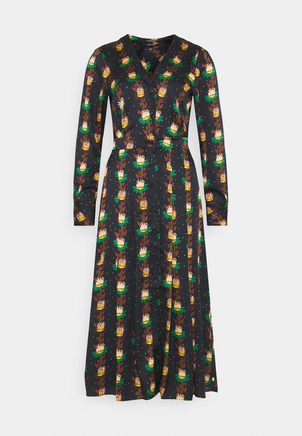 Scotch & Soda PRINTED V-NECK MIDI LENGTH DRESS WITH PLEATS