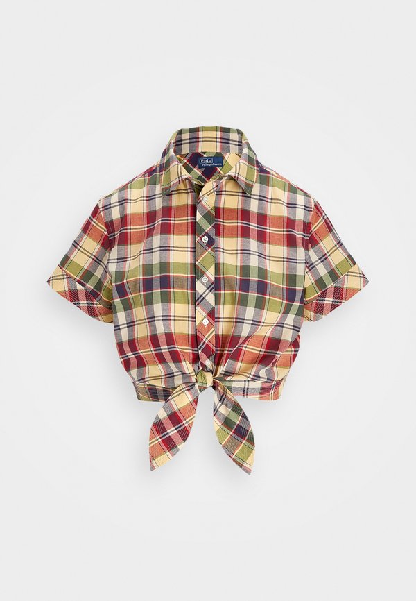 Polo Ralph Lauren CROPPED PLAID COTTON TIE FRONT TOP