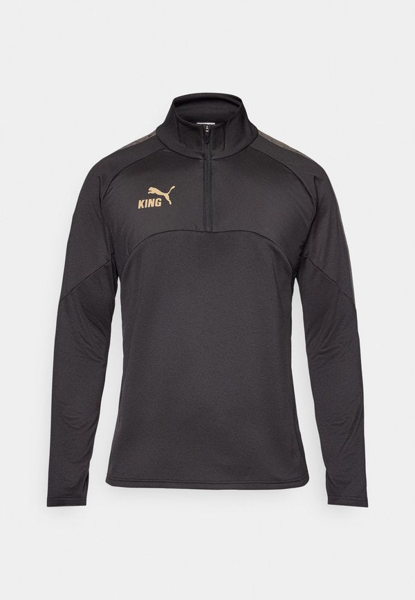 Puma KINGWINTERIZED 1/4 ZIP TOP  - Sweatshirt - black/gold-coloured