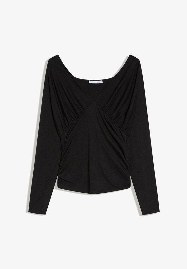 Bershka WITH GATHERED DETAIL - Long sleeved top - black