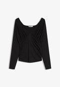 Bershka WITH GATHERED DETAIL - Long sleeved top - black