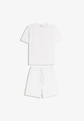 Bershka TSHIRT+BERMUDA SHORT - SET  02257111 - Tracksuit bottoms - white