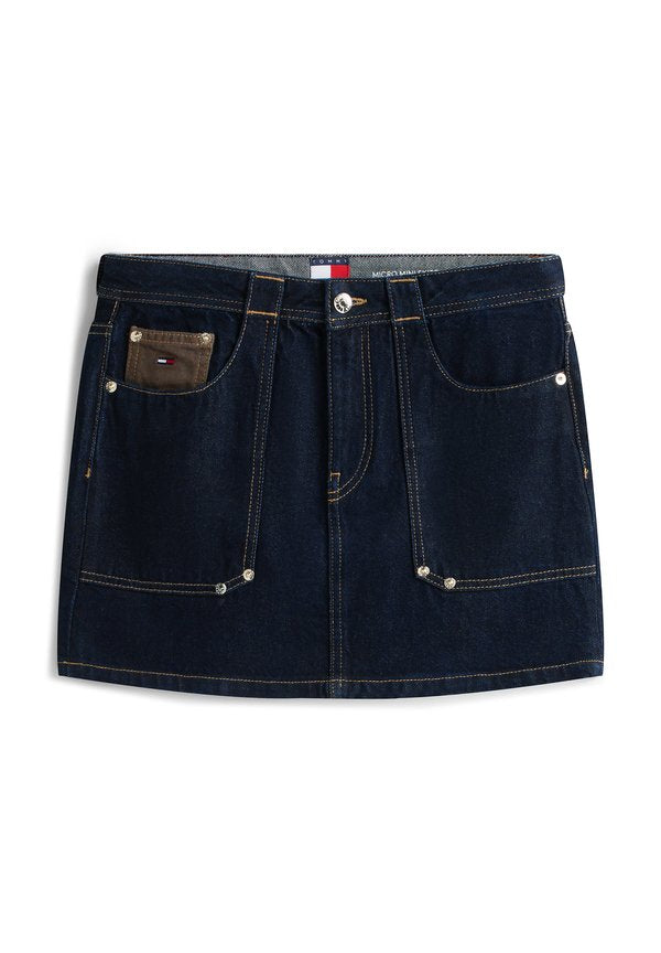 Tommy Jeans FLAG EMBROIDERY DENIM STRAIGHT MINI SKIRT
