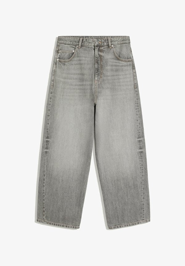Bershka EMBROIDERED NEOBARREL - JEANS - Relaxed fit jeans - grey