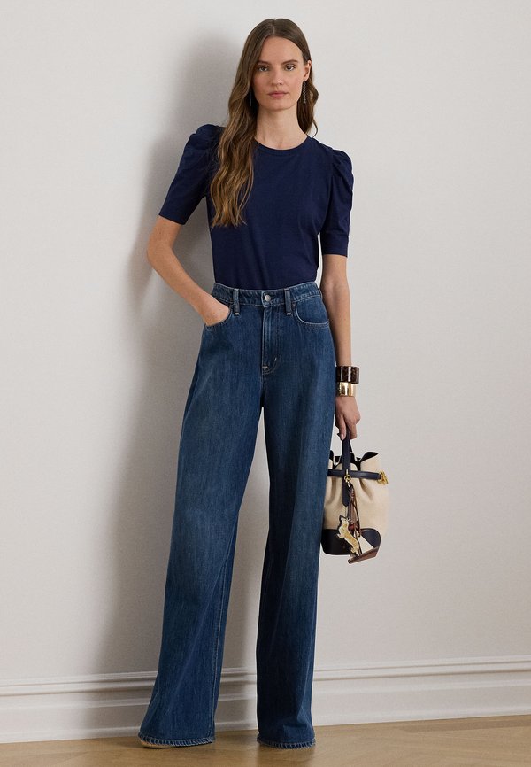 Lauren Ralph Lauren SLUB JERSEY PUFF-SLEEVE TOP