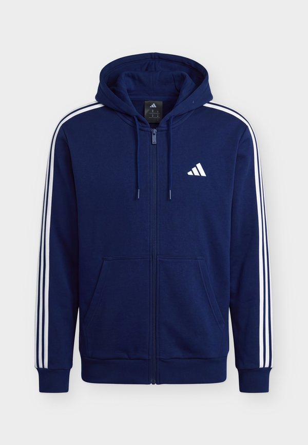 adidas Sportswear ESSENTIALS 3 STRIPES FULL ZIP HOODIE - Zip-up sweatshirt - team navy blue 2/white