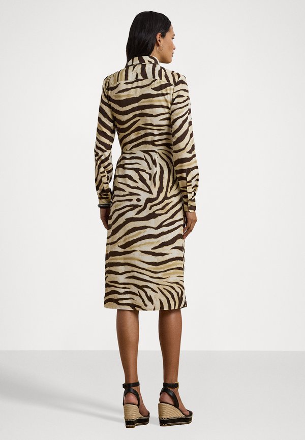 Lauren Ralph Lauren Petite Zebra Print Tie Front Crepe Shirtdress