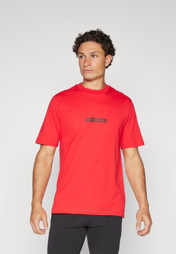 adidas Sportswear ESSENTIALS LINEAR SINGLE TEE - Print T-shirt - pure ruby/black