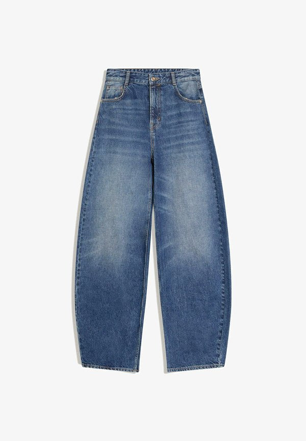 Bershka BARREL  - Baggy Jeans - dark blue