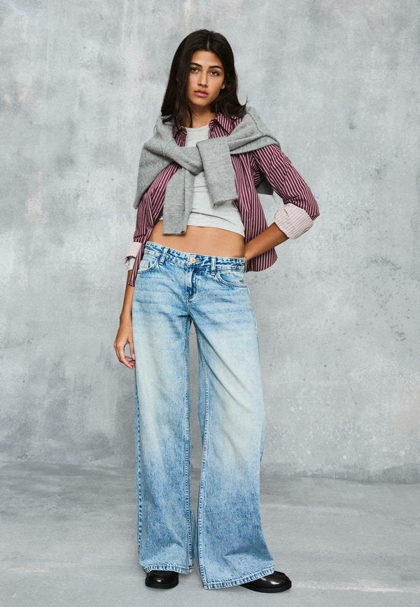 Bershka WIDE-LEG -  - Wide Leg - blue denim