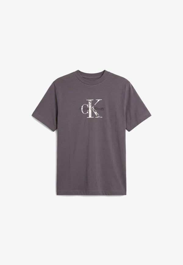 Calvin Klein Jeans DISTRESSD MNLGO GRAPHI - Print T-shirt - volcanic ash