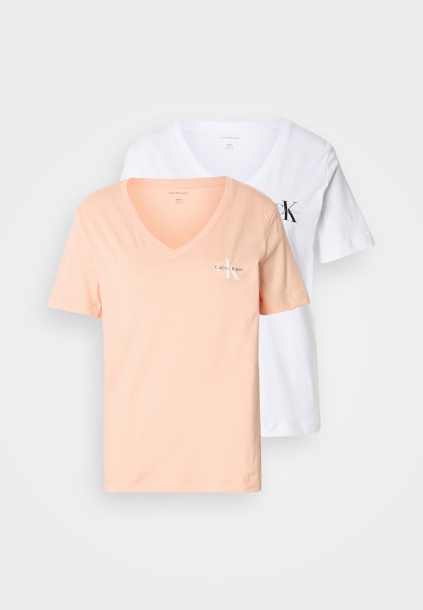 Calvin Klein Jeans MONOLOGO TEE - Basic T-shirt - peach / white