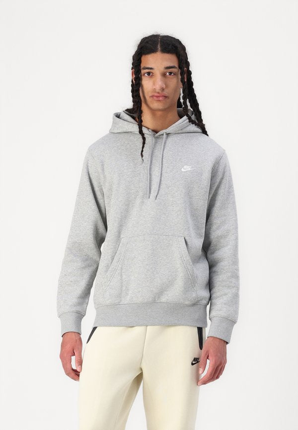 Nike Sportswear CLUB HOODIE - Hoodie - dark grey heather light smoke grey white