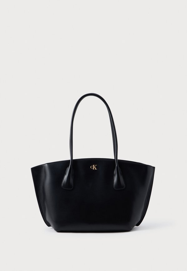 Calvin Klein MEDIUM DOME TOTE - Tote bag - black/antique light gold-coloured