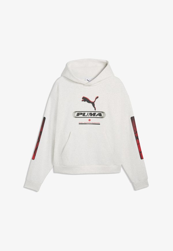 Puma PUMA SPORT BOXY GRAPHIC FLEECE HOODIE - Hoodie - white glow heather