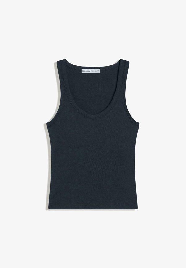 Bershka BASIC RIBBED - VEST TOP - Top - royal blue