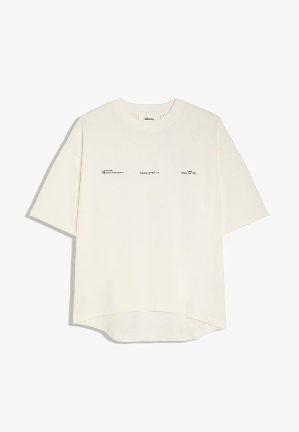 Bershka OVERSIZE PRINT - T-SHIRT - Print T-shirt - beige