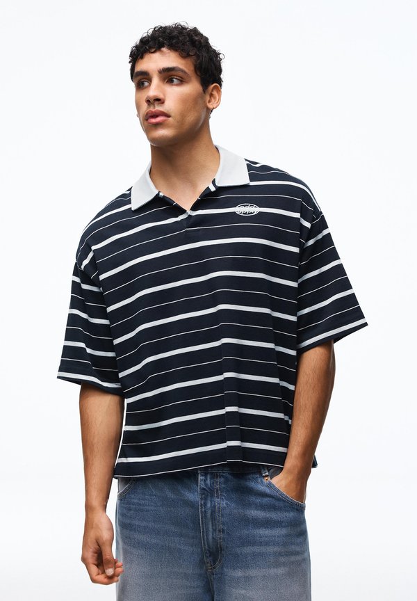 Bershka STRIPE - Polo shirt - dark blue