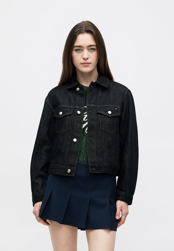 Tommy Hilfiger FLAG EMBROIDERY PLEATED DENIM JACKET