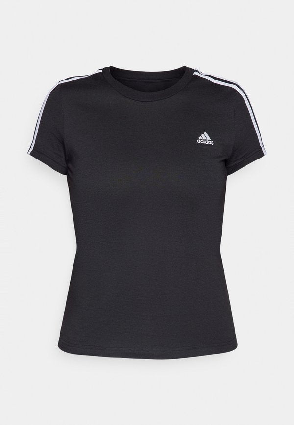 adidas Sportswear ESSENTIALS STRIPES - Print T-shirt - black/white