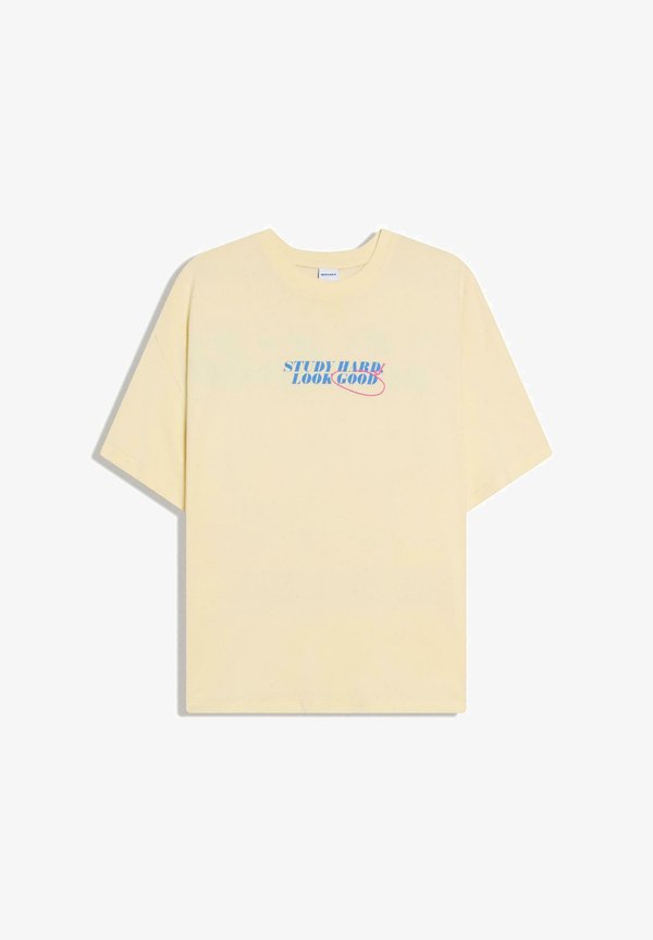 Bershka OVERSIZE SHORT SLEEVE PRINT T-SHIRT - Print T-shirt - yellow