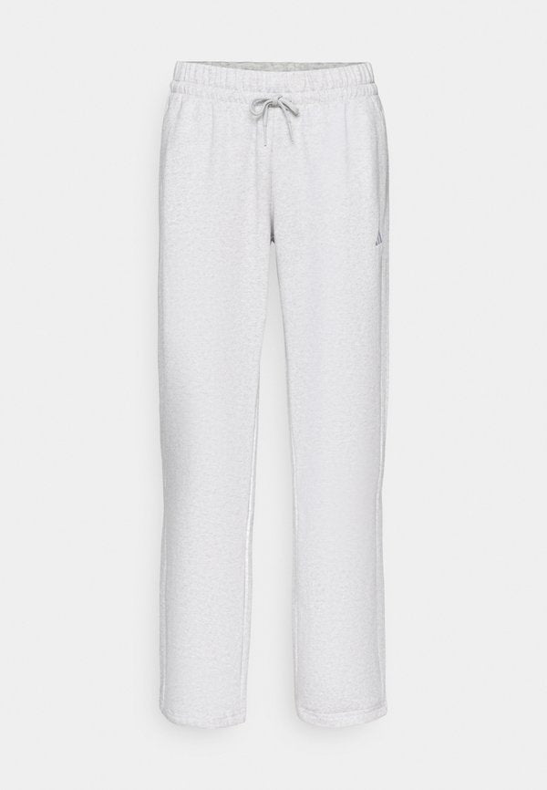 adidas Sportswear ESSENTIALS SMALL LOGO FEEL COZY OPEN HEM PANTS - Tracksuit bottoms - light grey heather/white
