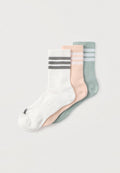 adidas Performance STRIPES CUSHIONED CREW SOCKS UNISEX 3 PACK - Sports socks - blush pink/white/wonder sage