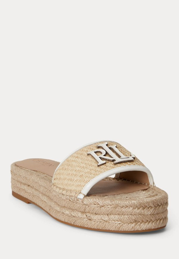 Lauren Ralph Lauren POLLY LEATHER-TRIM RAFFIA ESPADRILLE