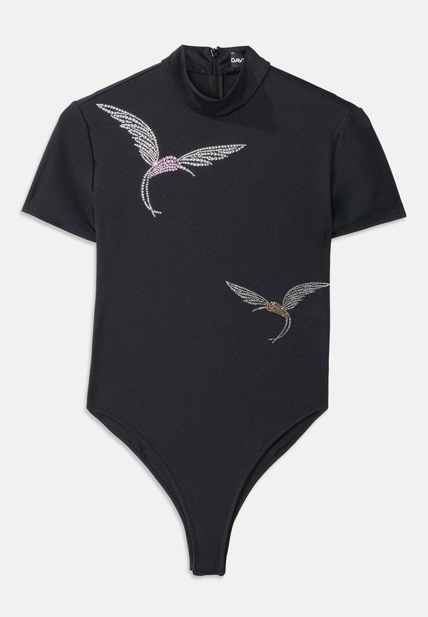 David Koma SHORT HUMMINGBIRD RHINESTONE BODYSUIT