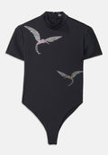 David Koma SHORT HUMMINGBIRD RHINESTONE BODYSUIT