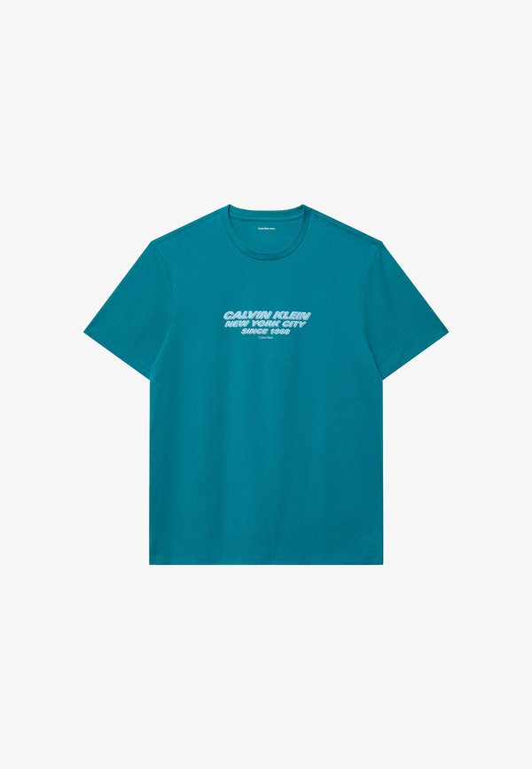 Calvin Klein SS 30S WHSL SP CKNYC GRAPHIC TEE - Print T-shirt - teal marine