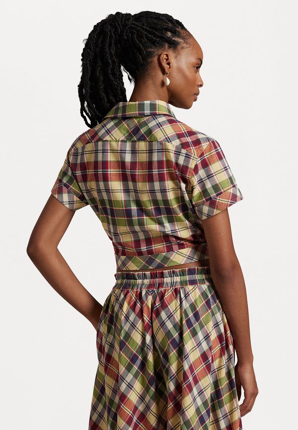 Polo Ralph Lauren CROPPED PLAID COTTON TIE FRONT TOP