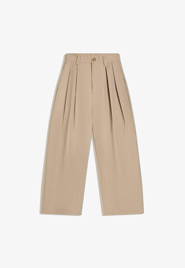 Bershka MEGABAGGY TAILORED FIT -  - Trousers - sand