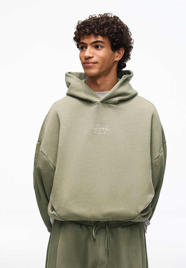 Bershka WASHED- HOODIE - Hoodie - khaki