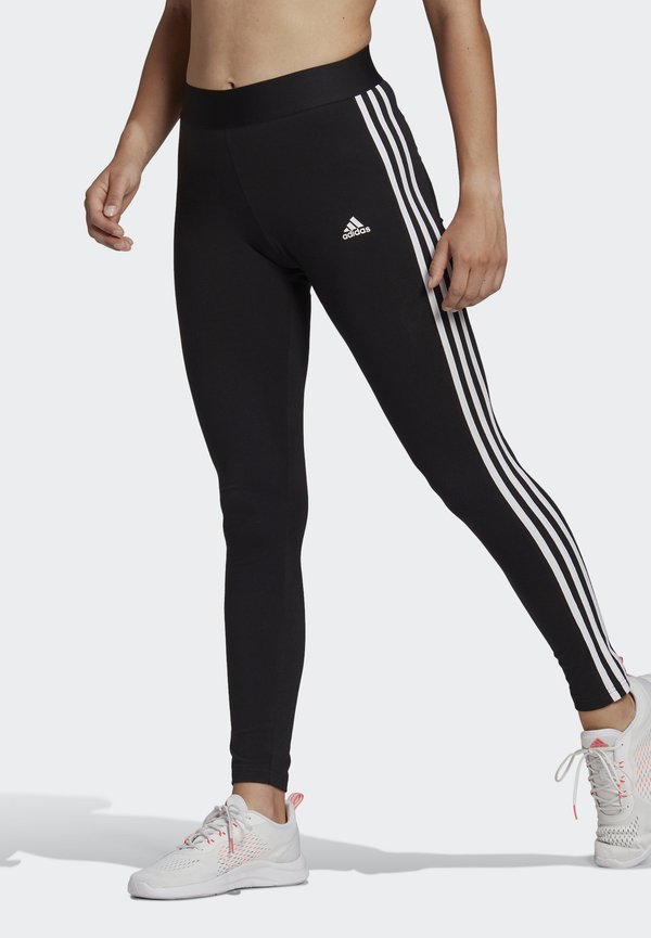 adidas Sportswear 3 STRIPES - Leggings - black/white
