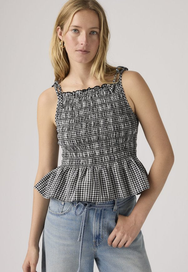 Levi's® MONACO SL BLOUSE - Top - springtime dobby gingham black and white cotton