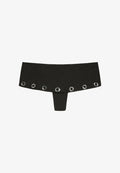 Bershka EYELET RUFFLE BIKINI BOTTOM - Bikini bottoms - black