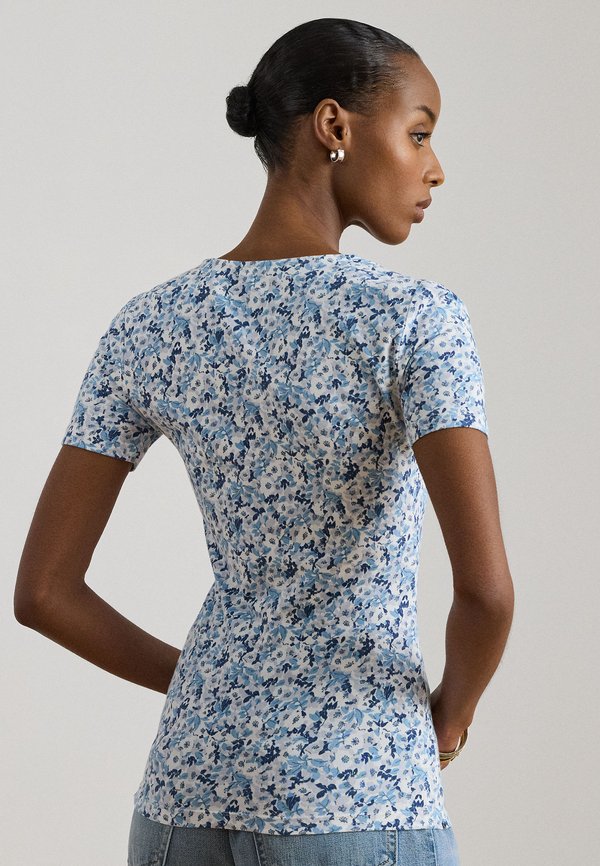 Lauren Ralph Lauren FLORAL COTTON JERSEY SQUARE-NECK TOP