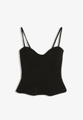 Bershka PEPLUM CORSET TOP - Top - black
