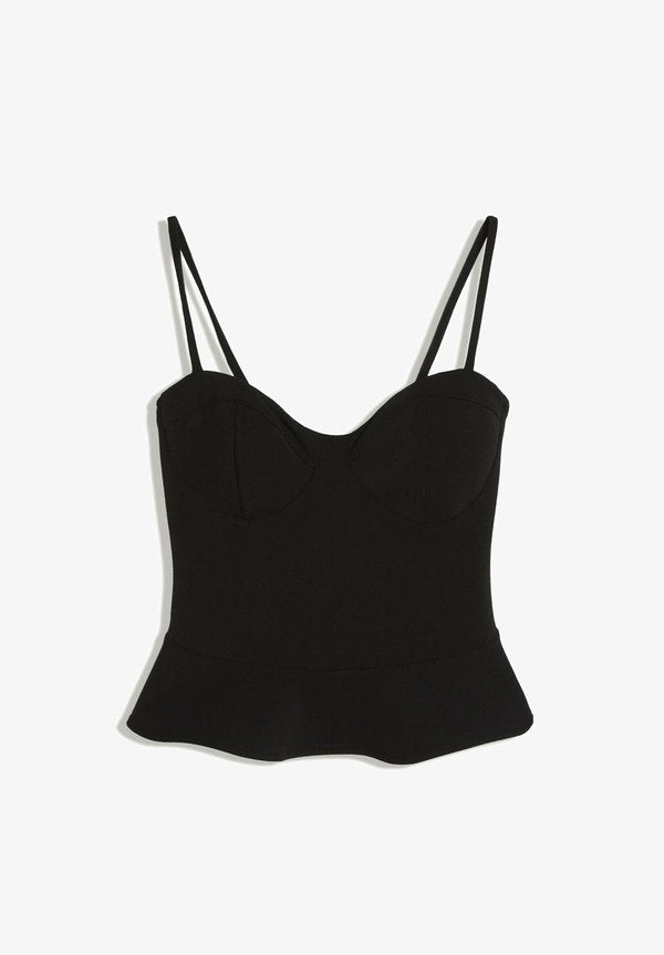 Bershka PEPLUM CORSET TOP - Top - black