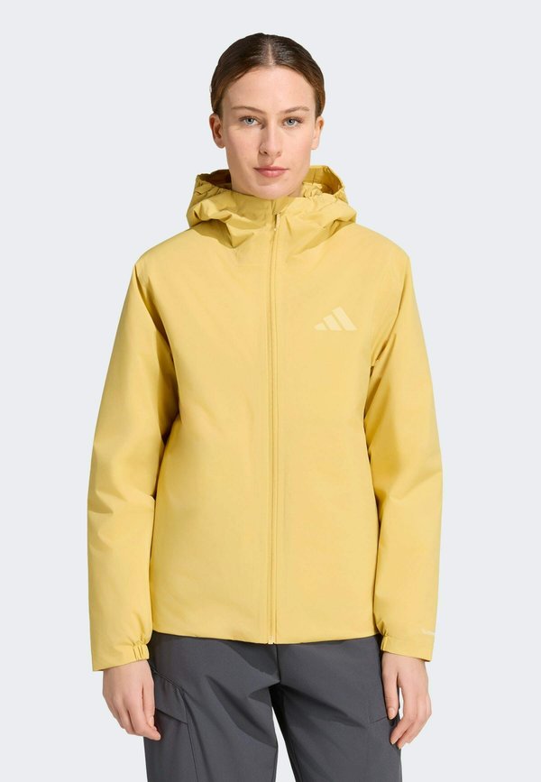 adidas Sportswear ADIDAS SPORTSWEAR TERREX MULTI ESSENTIALS CLIMAPROOF INSULATED HOODED JAC - Waterproof jacket - pyrite