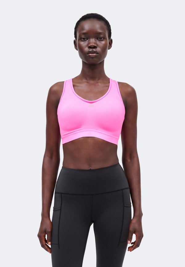 New Balance NB ESSENTIAL RUN BRA - High support sports bra - pink heat