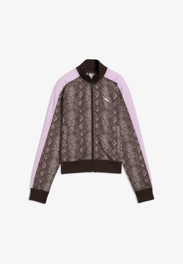 Puma T7 SNAKE AOP SHORT TRACK JACKET - Zip-up sweatshirt - chocolate fondue