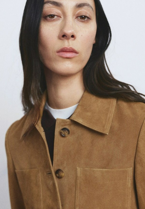 Mango Leather jacket - ochre