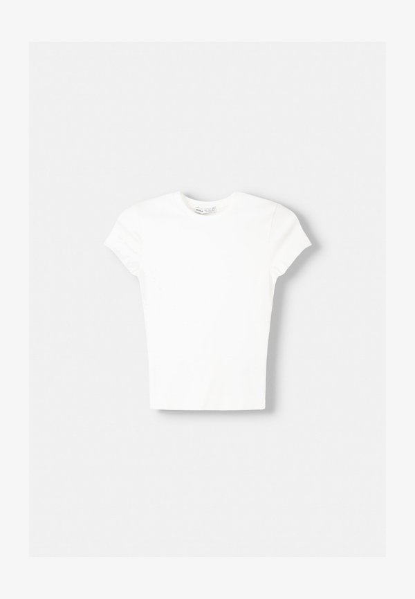 Bershka SHORT SLEEVES WITH A ROUND NECK - T-SHIRT 02666152 - Basic T-shirt - white