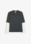 Bershka CONTRAST DOUBLE-SLEEVE - T-SHIRT - Long sleeved top - dark grey