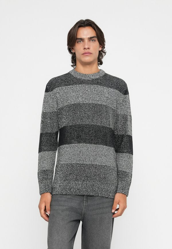 TOM TAILOR DENIM STRUCTURED TWO TONE CREW NECK